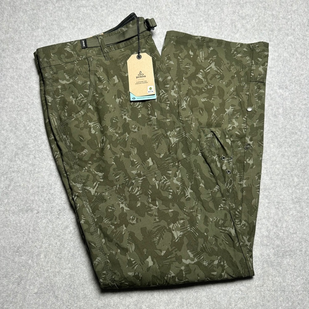 Prana Stretch Zion Pant II Mens 40x32 Evergreen Camo Relaxed Straight Leg 196979